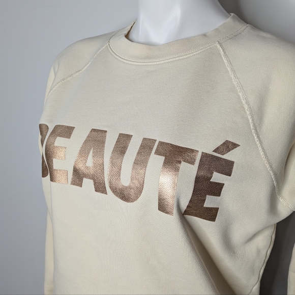 J Crew Cream Rose Gold Beaute Sweatshirt S - Picture 2 of 9